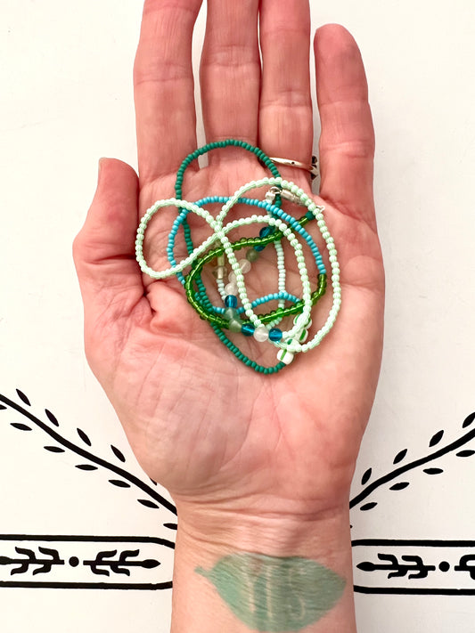 vintage stacked bead strand necklace; ceramic, glass, lucite…