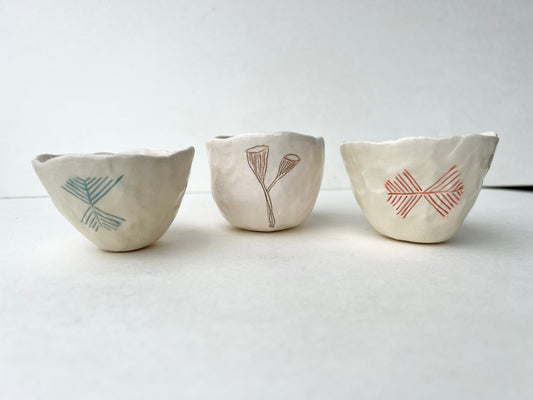 geometric sgraffito cup/bowl samples/seconds/sale piece