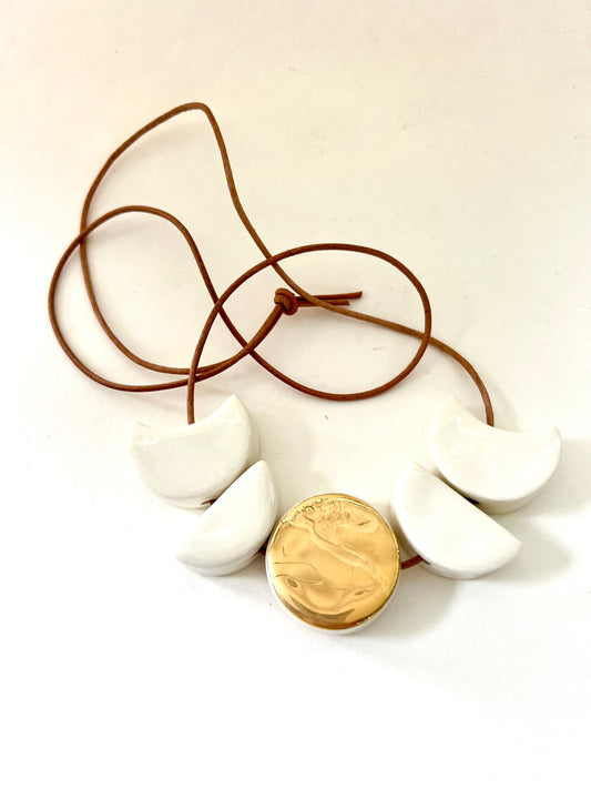 SOLD - golden moon phases necklace - samples/seconds/sale piece