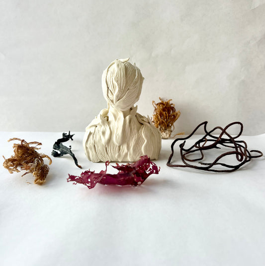 one of a kind ceramic statuette sculpture; sargasso seaweed piece