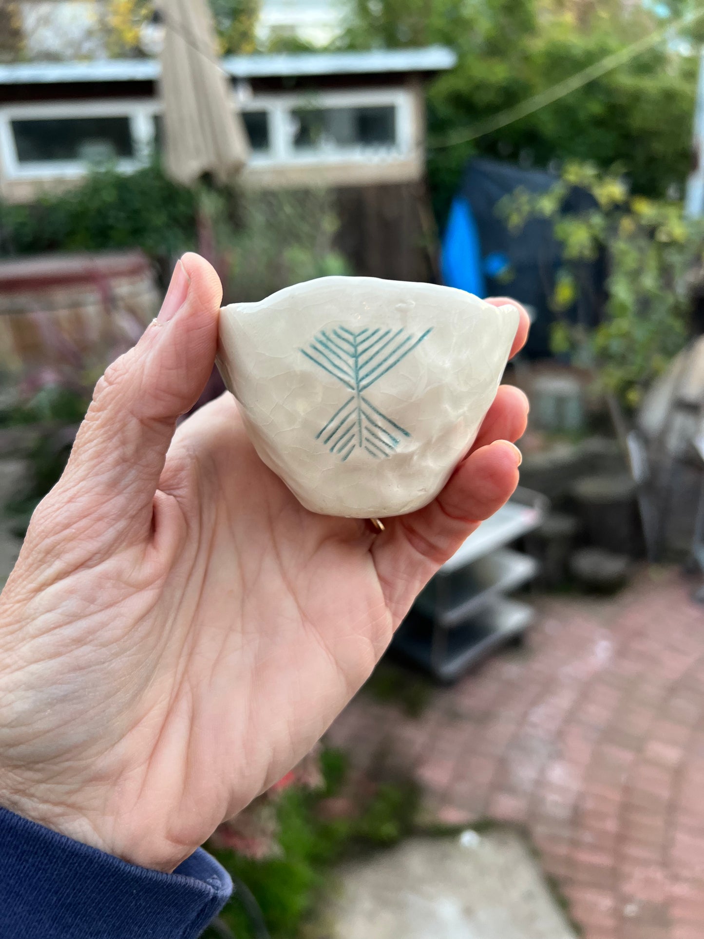 geometric sgraffito cup/bowl samples/seconds/sale piece