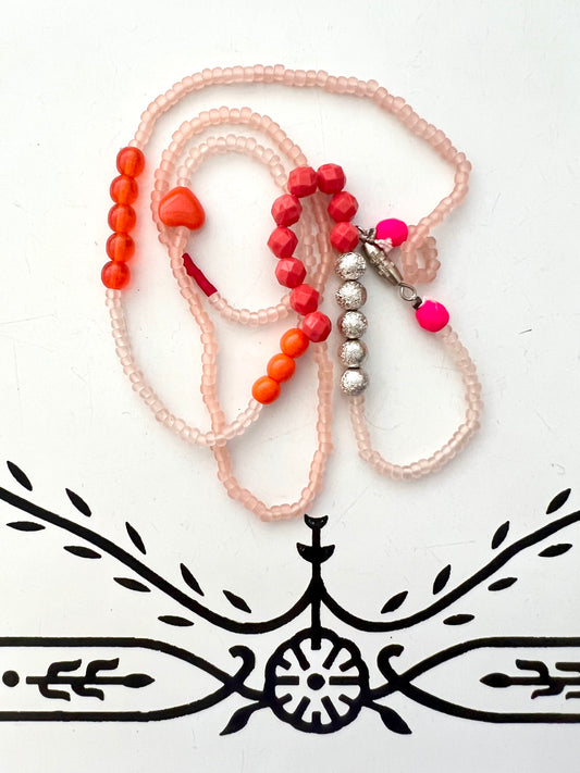 vintage stacked bead strand necklace; ceramic, glass, lucite…