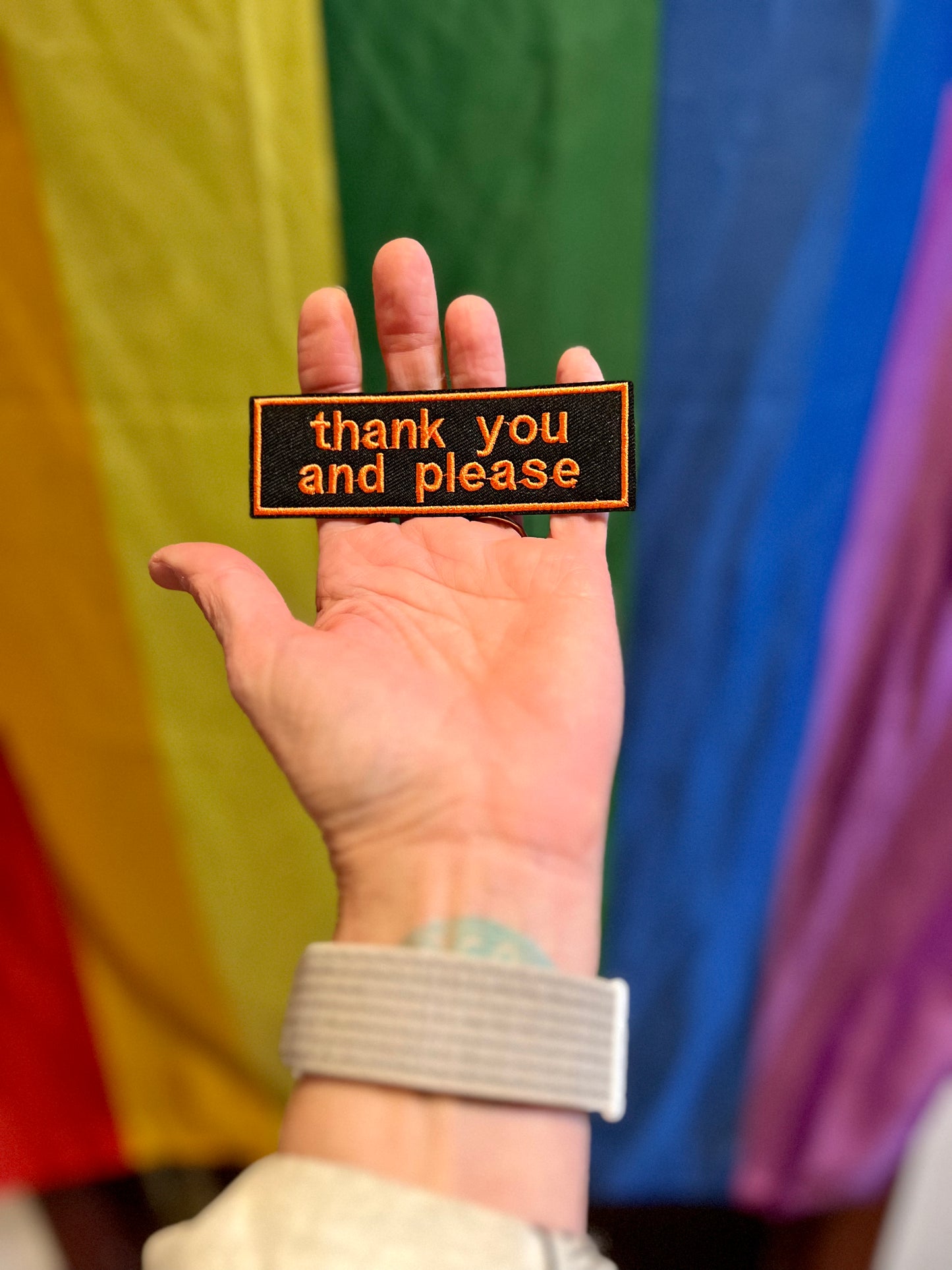 ‘thank you and please’ embroidered patch - bring back manners!