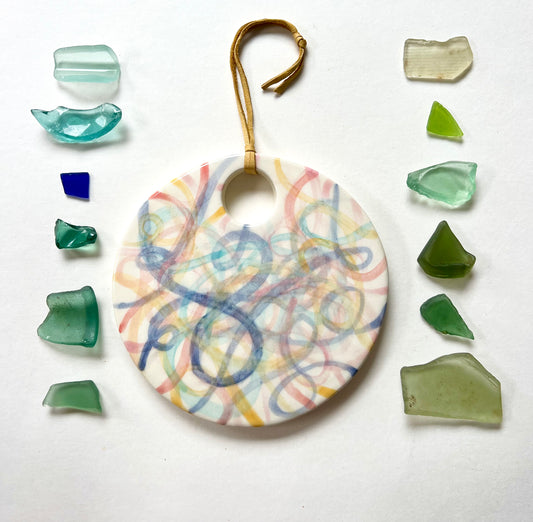 ‘apron strings’ knot painting - one of a kind ceramic wall hanging plaque