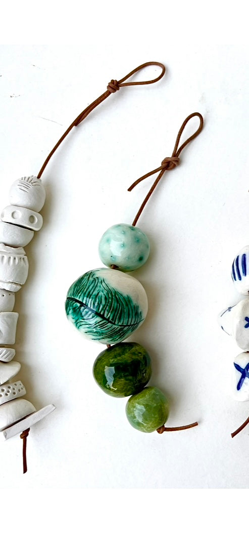 SOLD - 4 copper & green beads piece - samples/seconds/sale