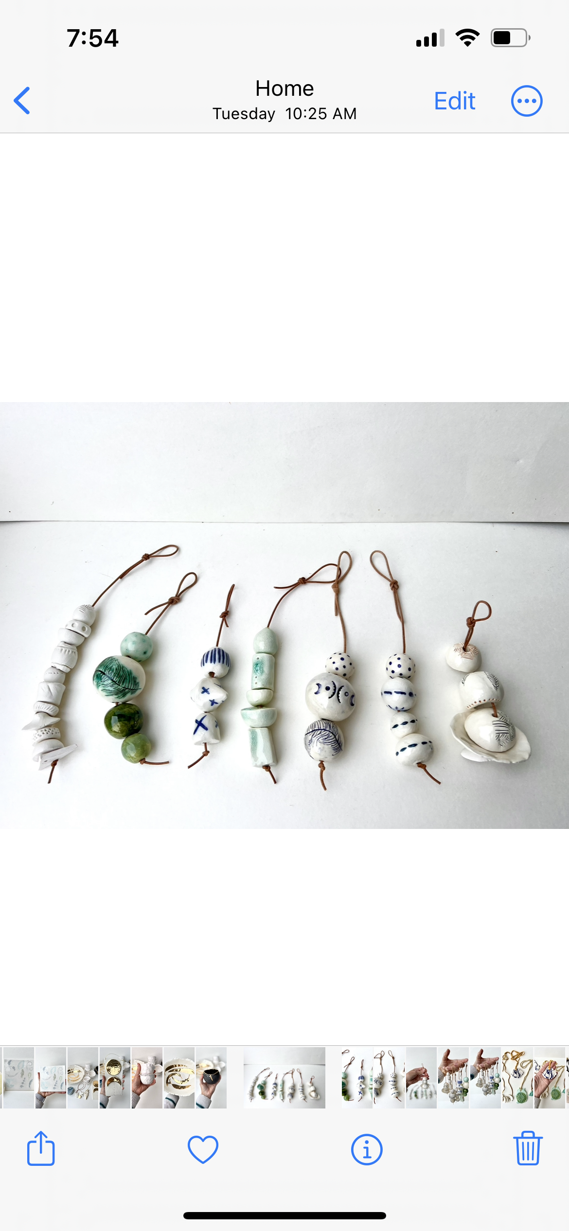 white & cobalt 3 bisque bead piece - moon/feather/dots of a samples/seconds/sale