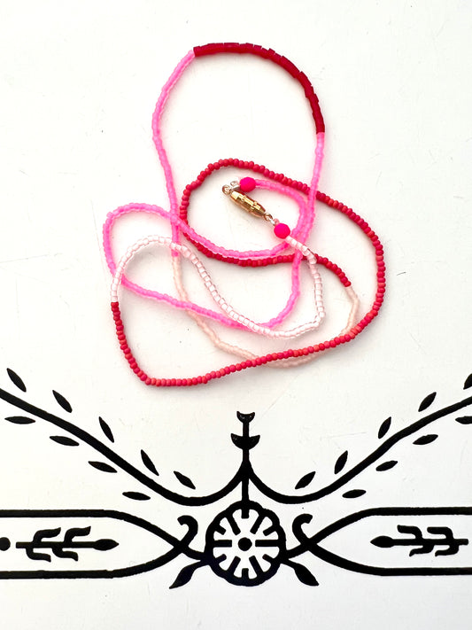 vintage stacked bead strand necklace; ceramic, glass, lucite…