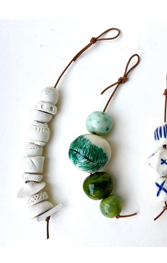 SOLD - 4 copper & green beads piece - samples/seconds/sale