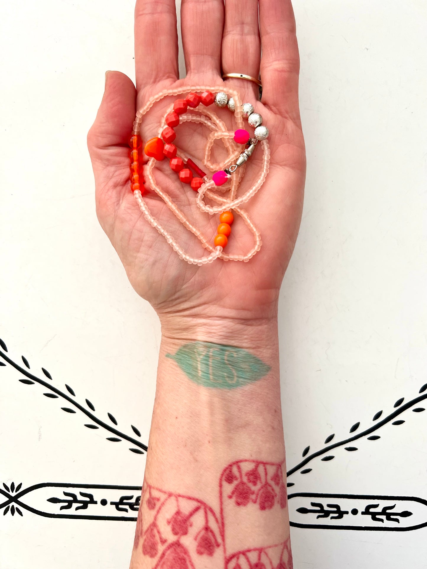 vintage stacked bead strand necklace; ceramic, glass, lucite…