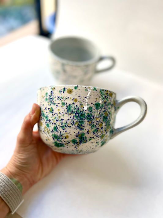 SOLD 1 extra extra large seawind confetti latte mug - samples/seconds/sale pieces