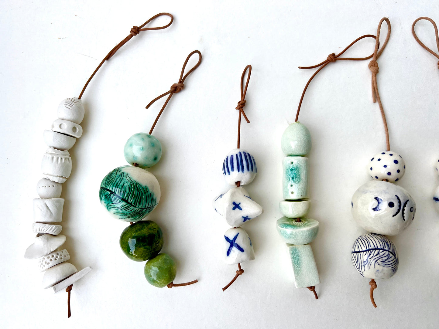 SOLD - 4 copper & green beads piece - samples/seconds/sale