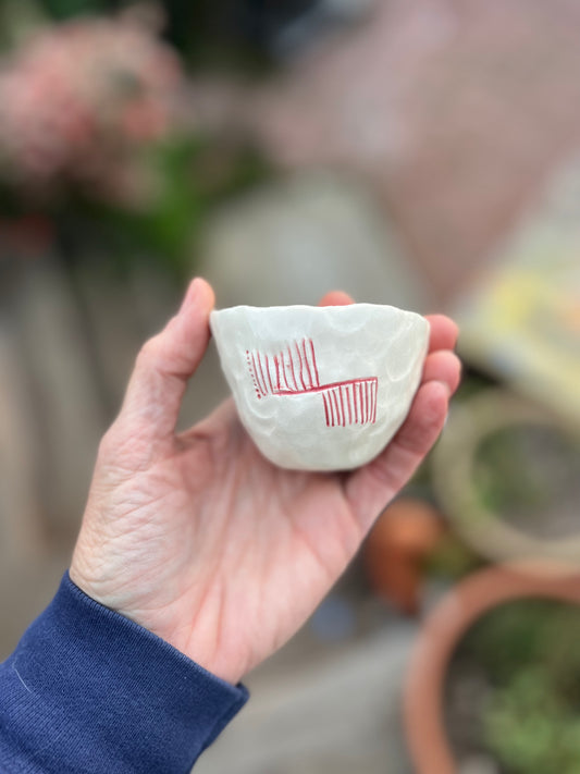 geometric sgraffito cup/bowl samples/seconds/sale piece