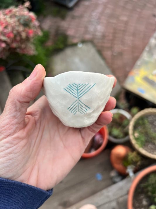 geometric sgraffito cup/bowl samples/seconds/sale piece