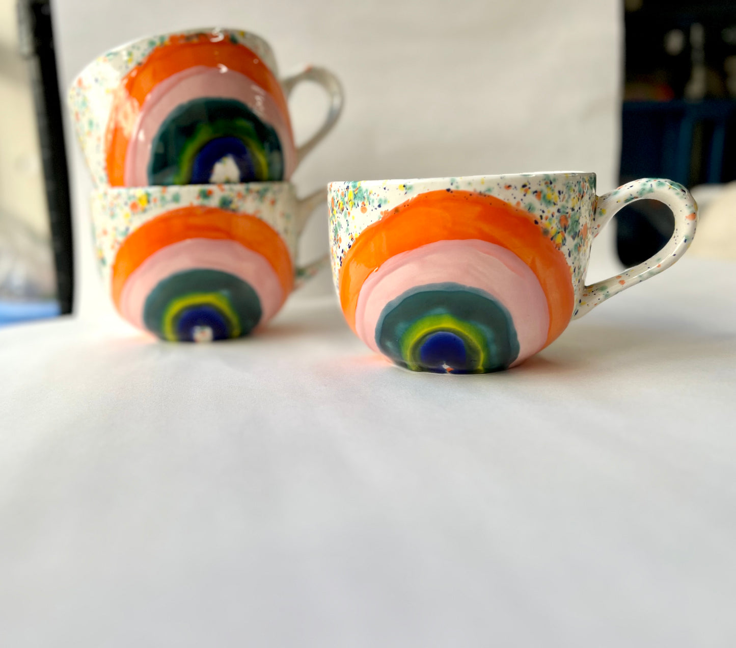 1 extra large big rainbow energy vibes mug with confetti glaze - SOLD