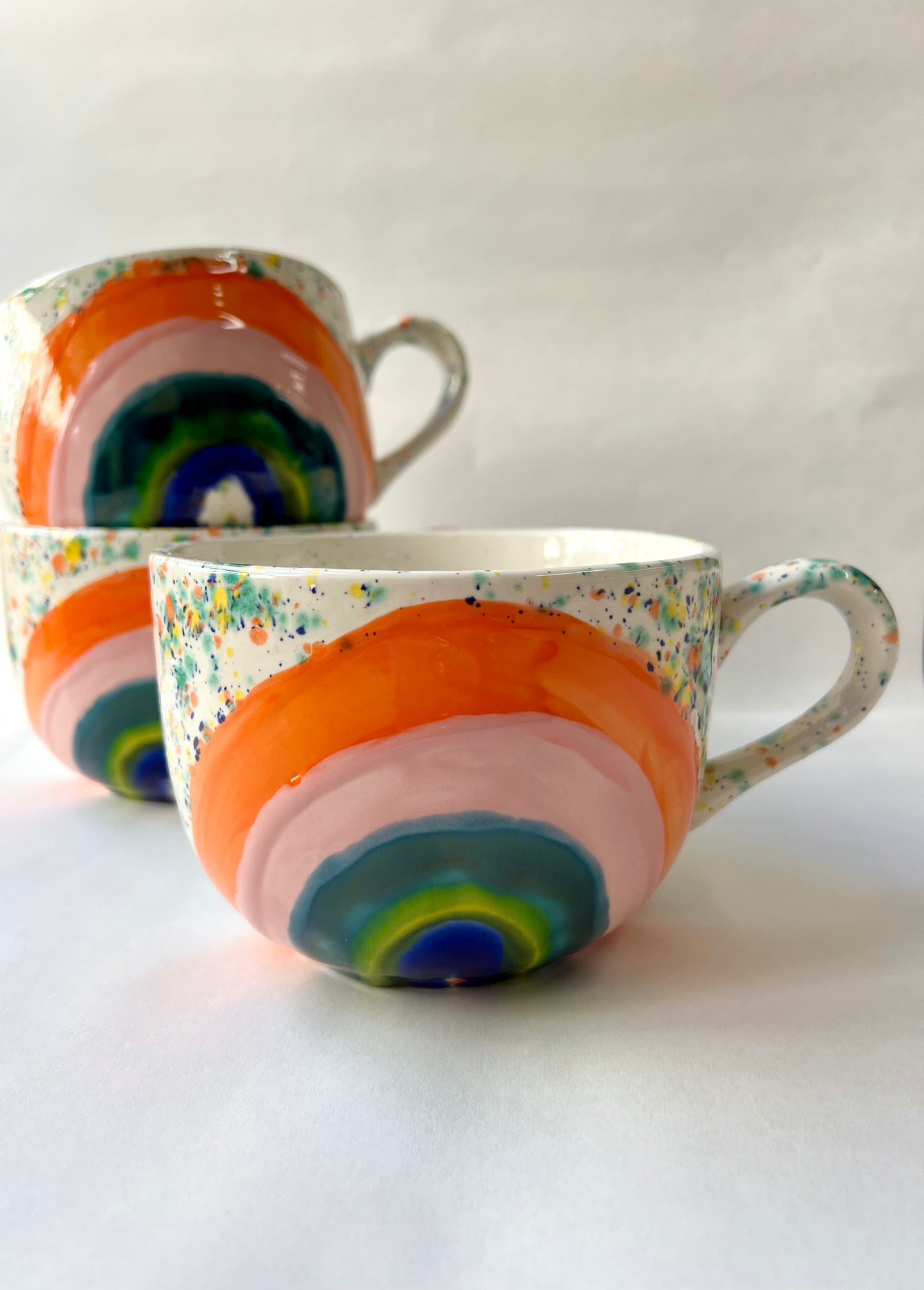 1 extra large big rainbow energy vibes mug with confetti glaze - SOLD