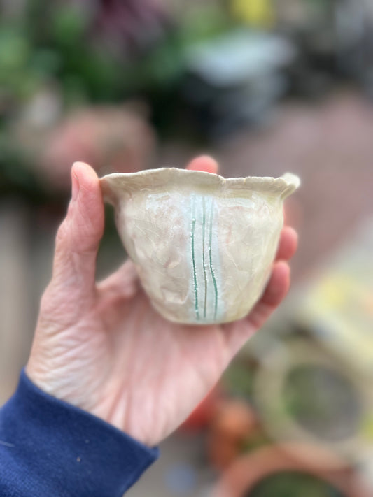 3 stripe sgraffito cup/bowl samples/seconds/sale piece