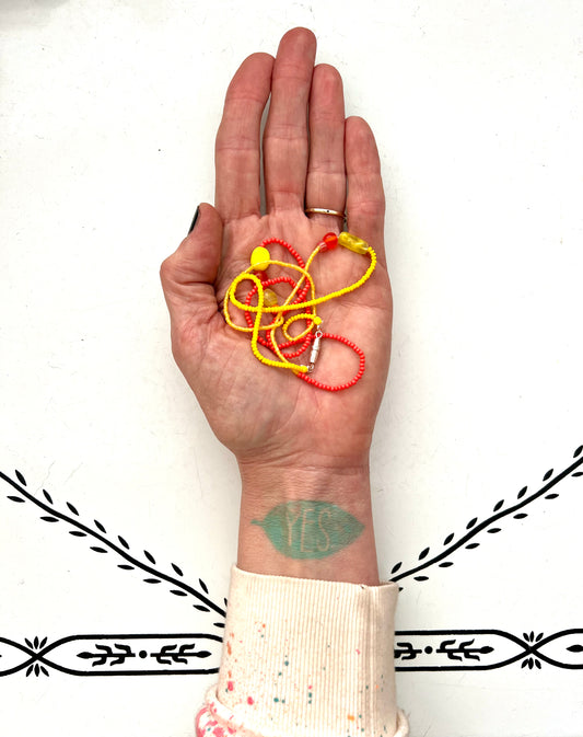 vintage stacked bead strand necklace; ceramic, glass, lucite…