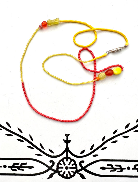 vintage stacked bead strand necklace; ceramic, glass, lucite…