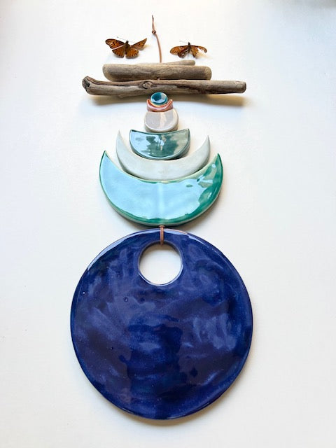 one of a kind 'to know, to forget, to remember' large moon series wall hanging