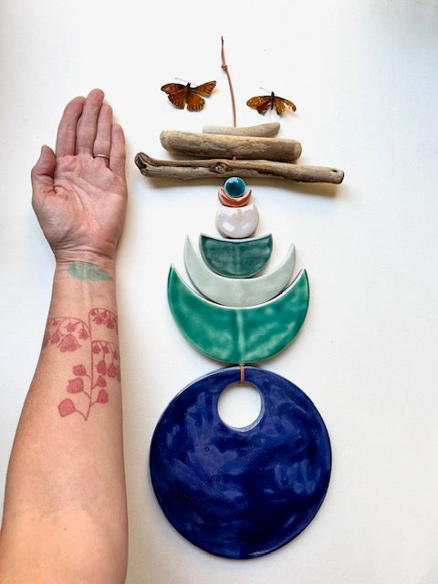 one of a kind 'to know, to forget, to remember' large moon series wall hanging