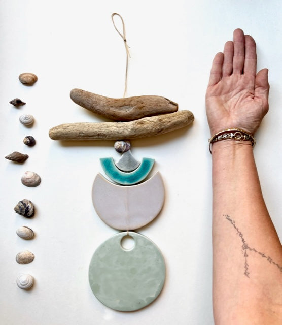 one of a kind 'go to the sea' large moon series wall hanging