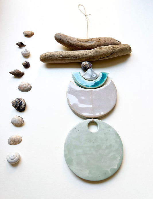 one of a kind 'go to the sea' large moon series wall hanging