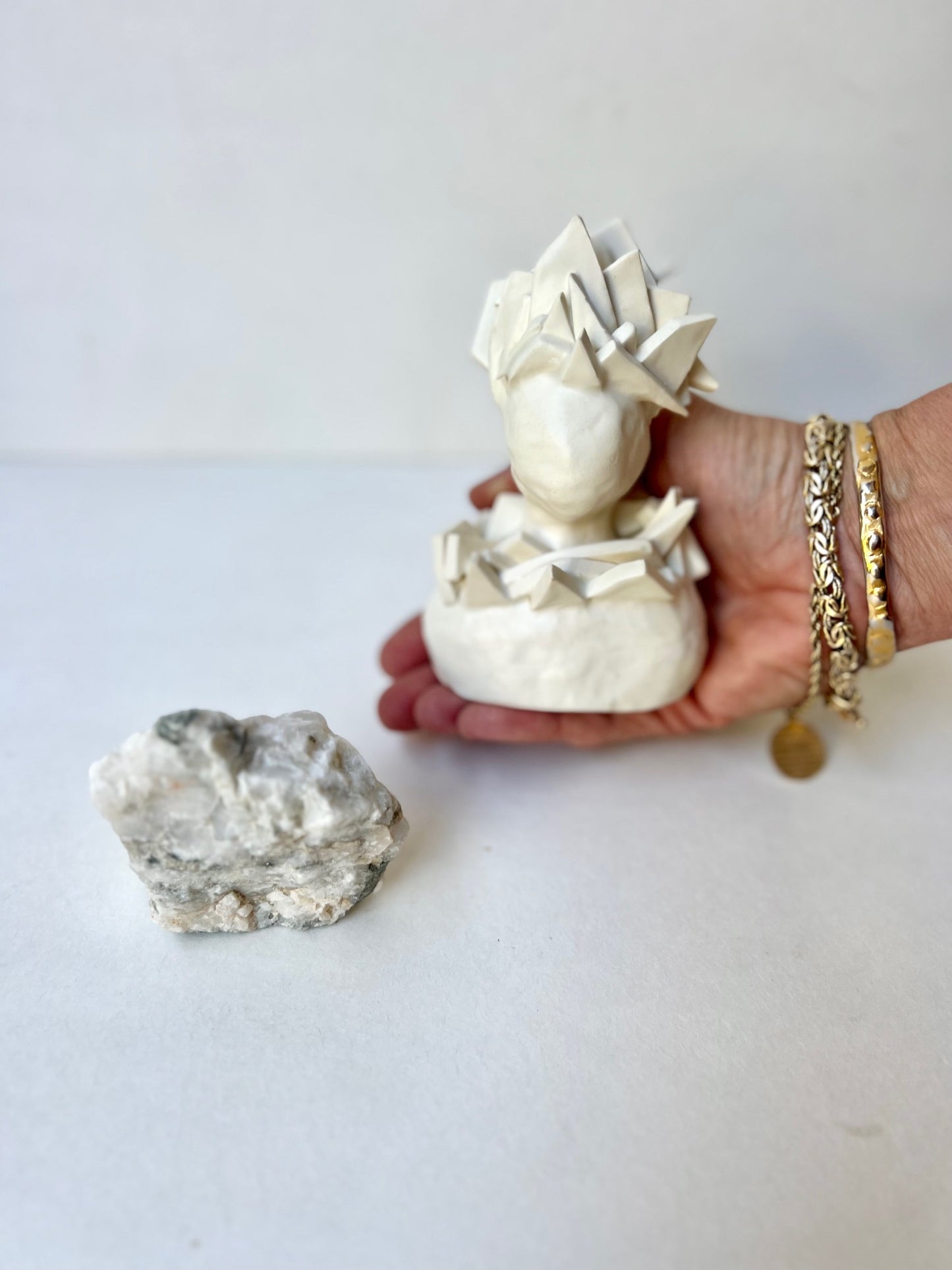 one of a kind ceramic statuette sculpture; shape shard piece
