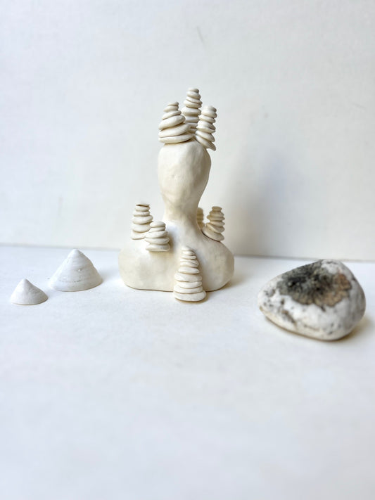 one of a kind ceramic statuette sculpture; rivulet rock piece