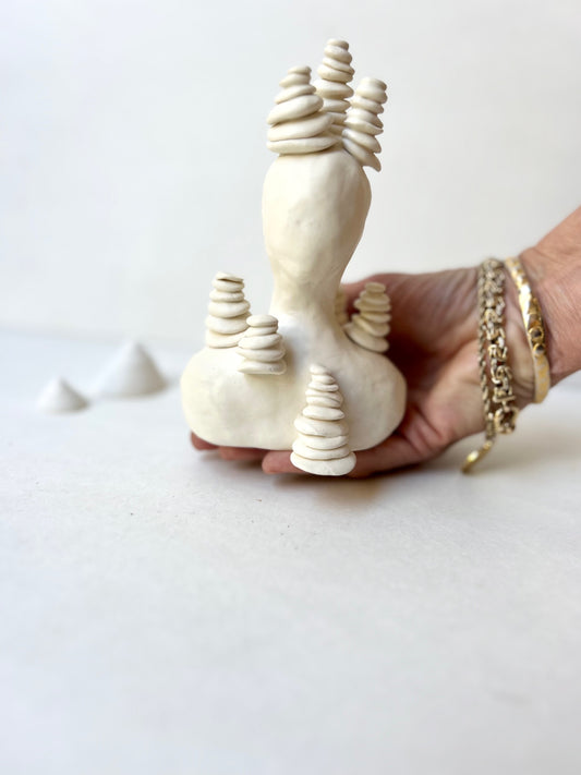 one of a kind ceramic statuette sculpture; rivulet rock piece