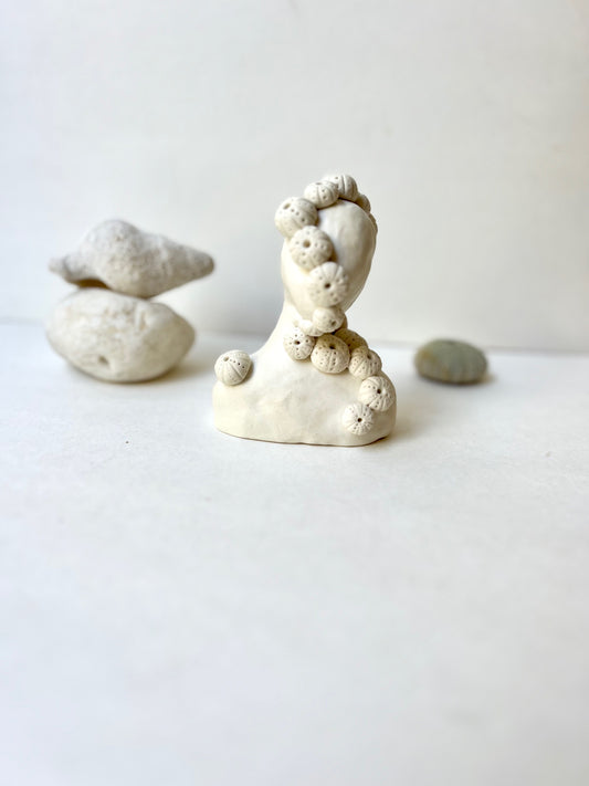one of a kind ceramic statuette sculpture; certain like the sea urchin piece