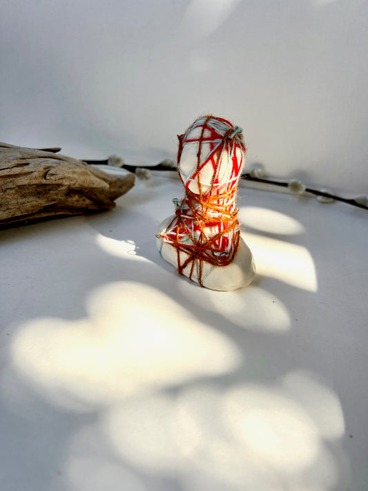 one of a kind ceramic statuette sculpture; wrapped judith piece