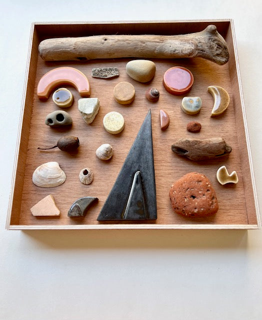 zen knolling meditation box; diamonds & rust sculpture collection