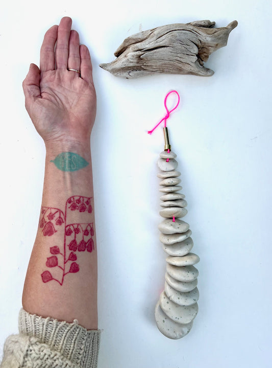 'extraordinary rituals' river rock pebble wall hanging 1 of a trio