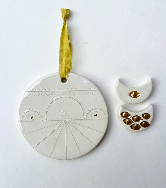 'sound of the moon' one of a kind 'talisman' wall hanging plaque