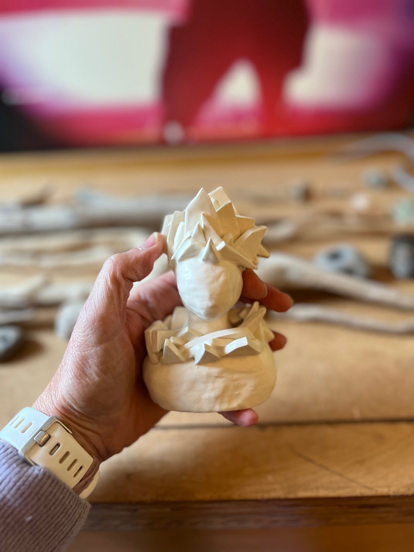one of a kind ceramic statuette sculpture; shape shard piece