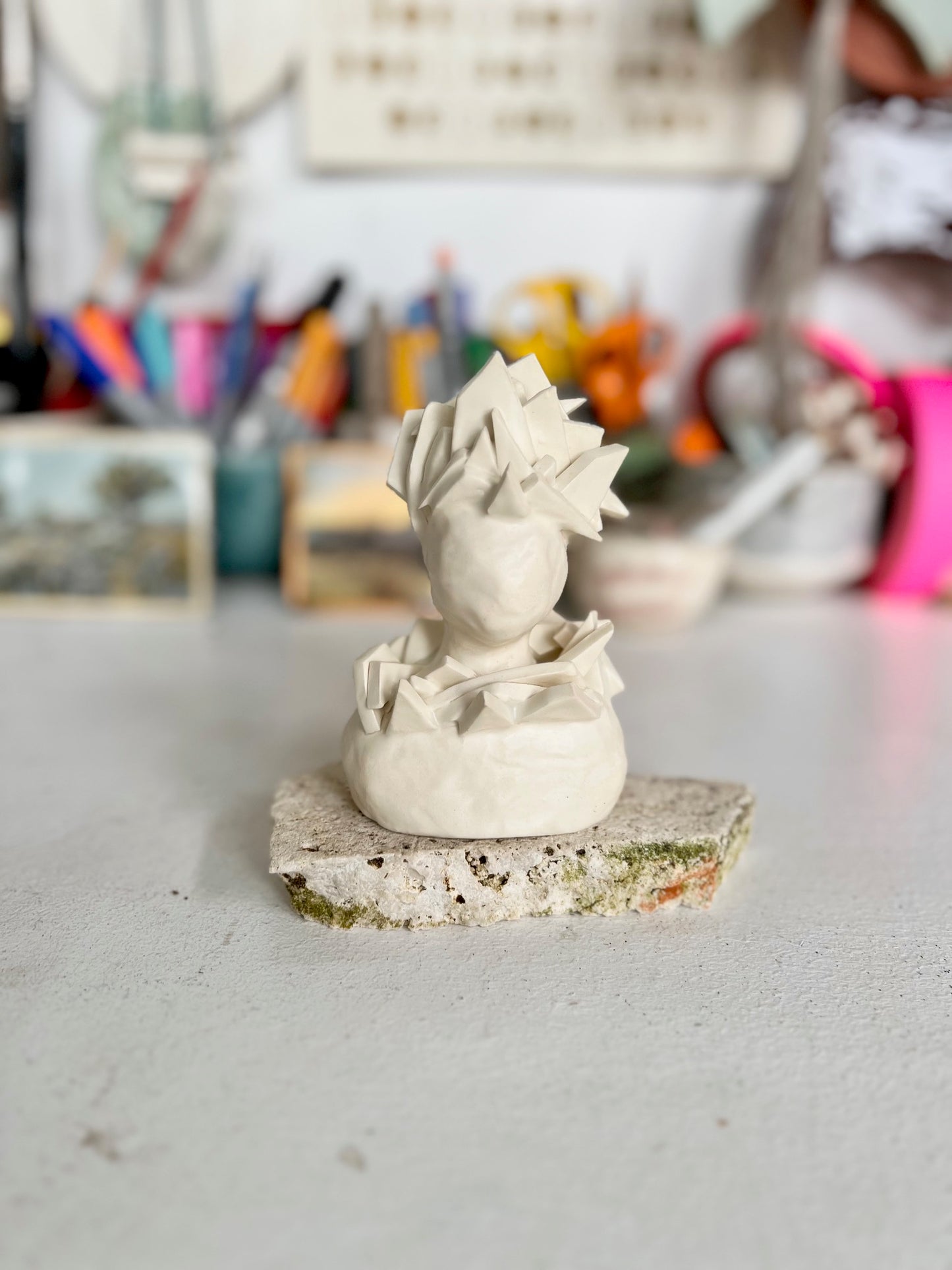 one of a kind ceramic statuette sculpture; shape shard piece