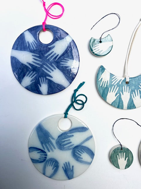 cobalt blue hanging plaque - samples/seconds/sale piece