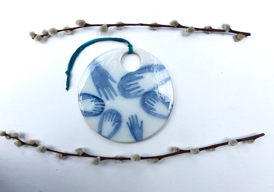 off set reverse cobalt blue hanging plaque - samples/seconds/sale piece