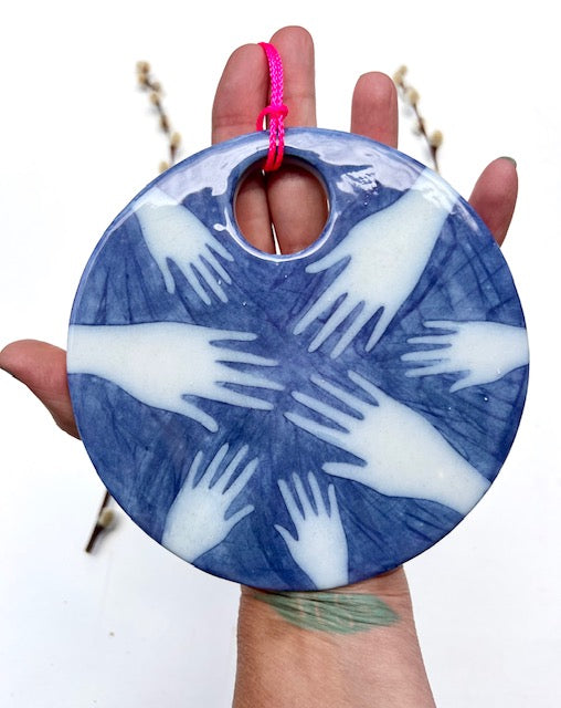 cobalt blue hanging plaque - samples/seconds/sale piece