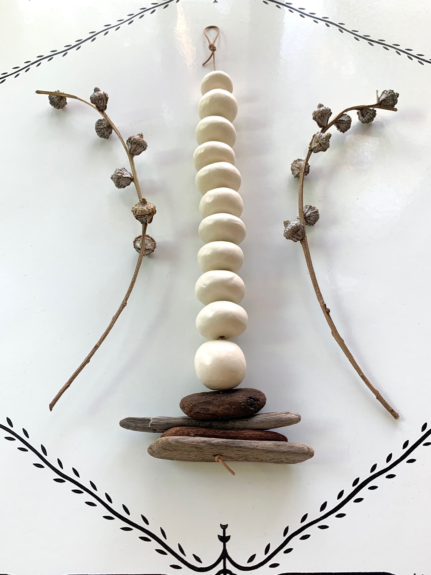 sold - one of a kind 'small kingdoms' white hanging