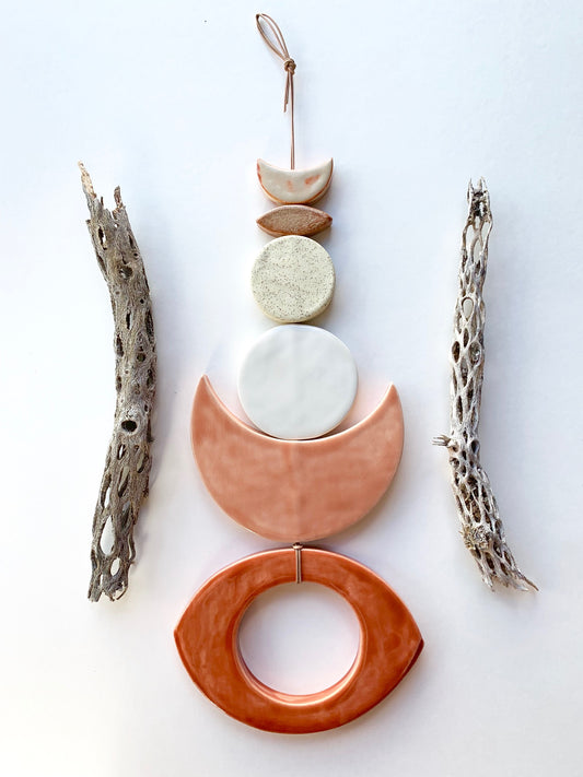 sold - one of a kind, desert rising ceramic hanging