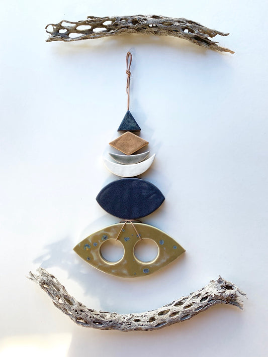 sold - one of a kind, desert rising ceramic hanging