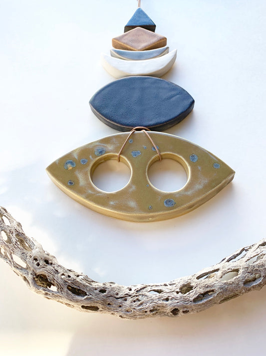 sold - one of a kind, desert rising ceramic hanging