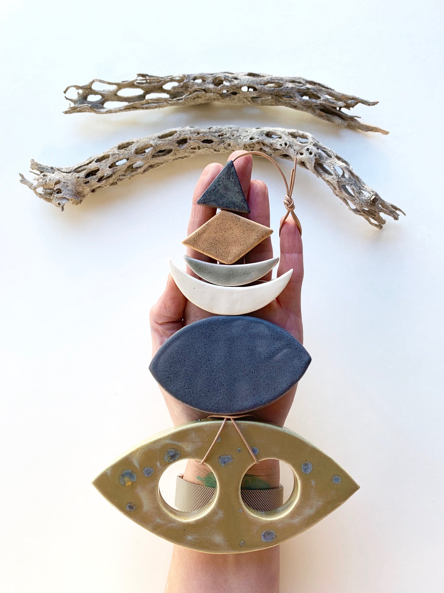 sold - one of a kind, desert rising ceramic hanging