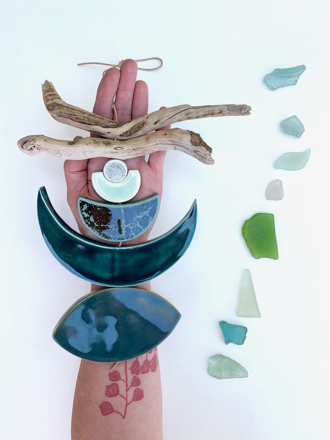 one of a kind 'sea foam moons' ceramic piece - SOLD