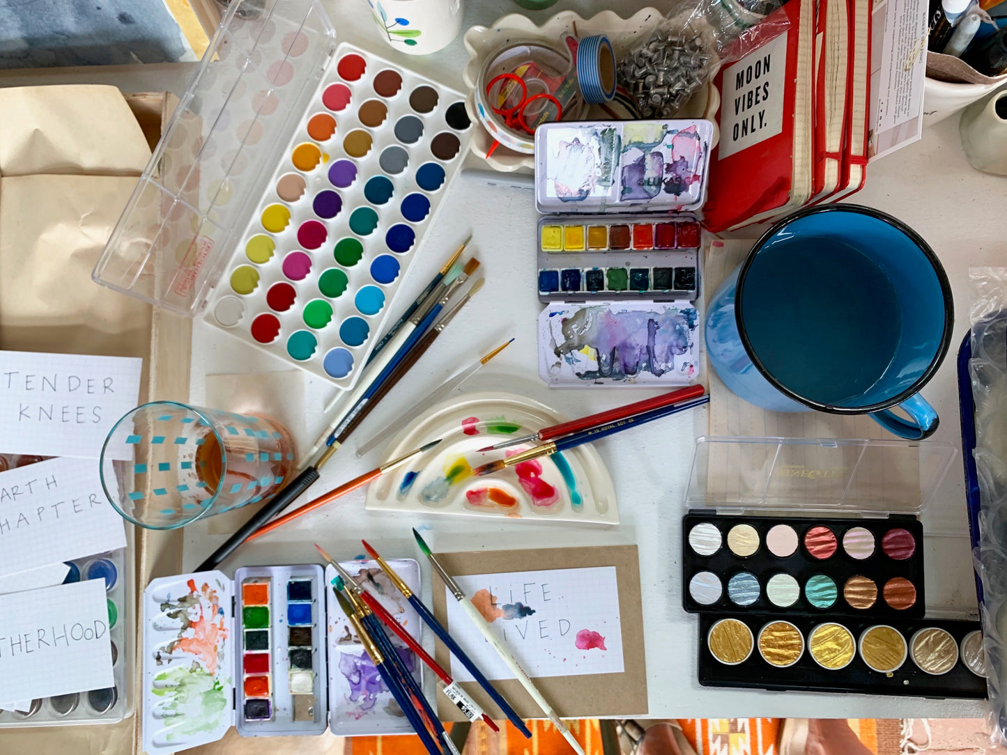 white rainbow watercolor palette