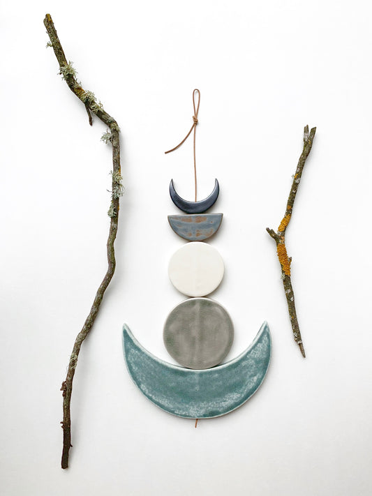 sold - one of a kind 'sea foam moons' ceramic piece