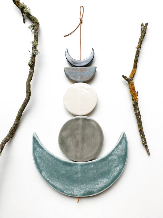 sold - one of a kind 'sea foam moons' ceramic piece