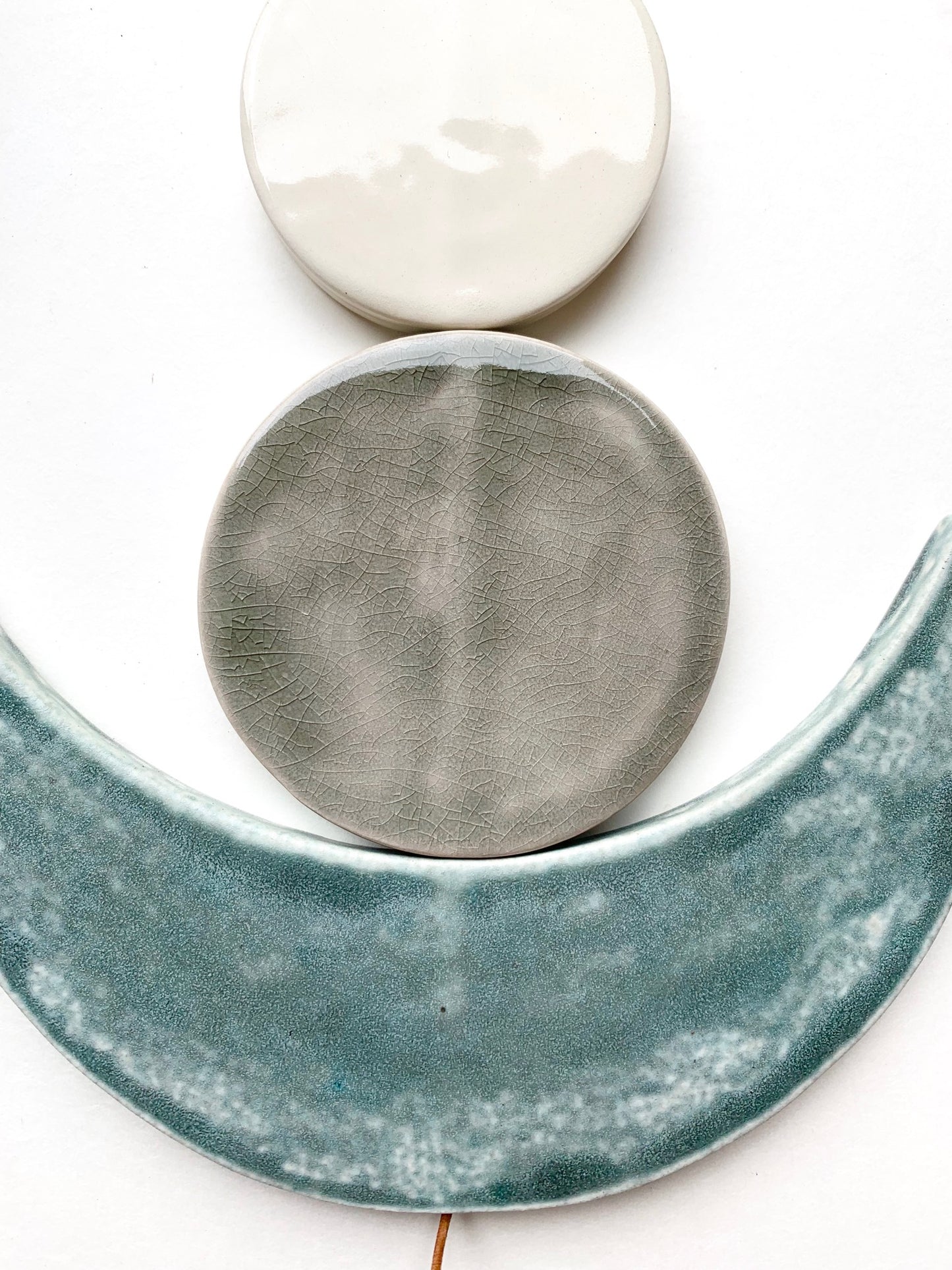 sold - one of a kind 'sea foam moons' ceramic piece