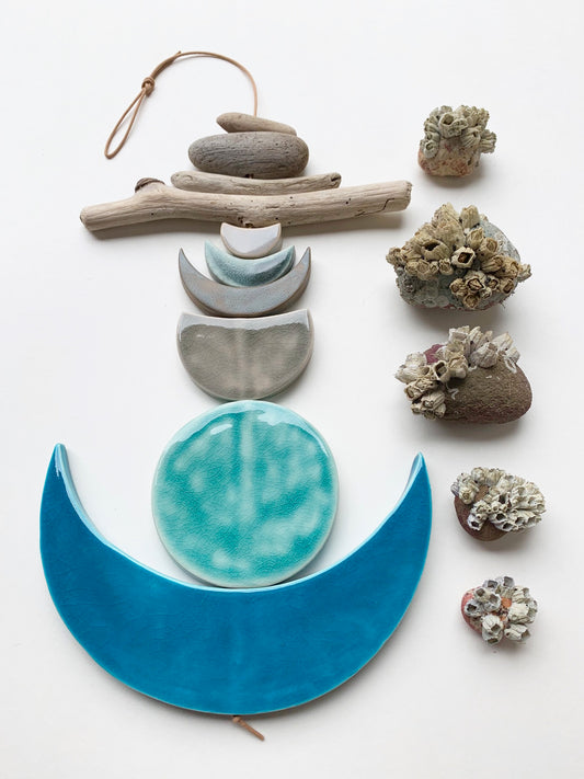 sold - one of a kind 'sea foam moons' ceramic piece